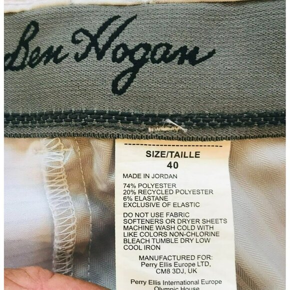 Ben Hogan Men's Flat Front Striped Bermuda Golf Shorts Sz 40 in Gray White - Picture 9 of 9